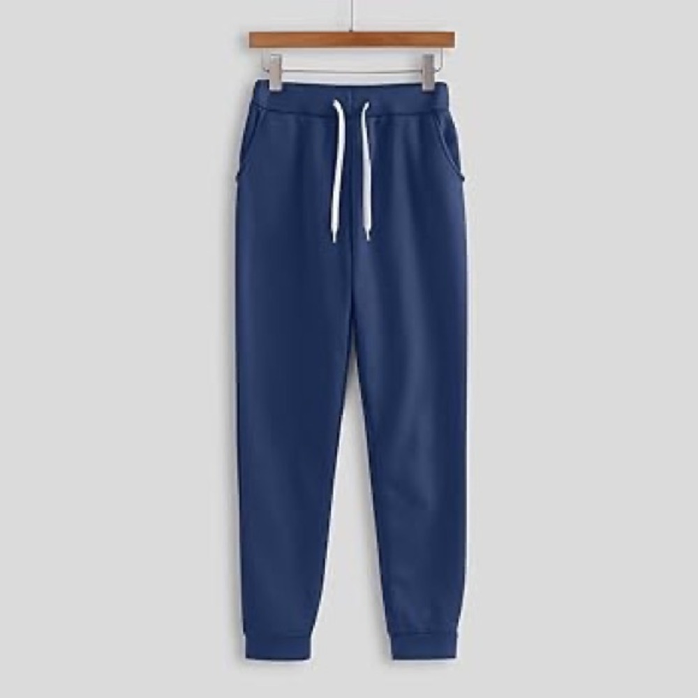 Navy Blue Drawstring Jogger Pants